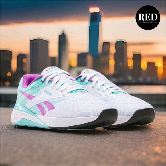 Reebok Nano X5 White Aqua Purple Athetic Cross Training Sneakers - Men's Size 9